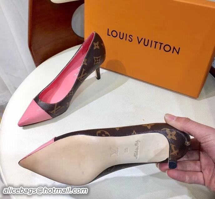 Discount Louis Vuitton Heel 6.5cm Fetish Pumps Monogram Canvas/Patent Pink LV90304