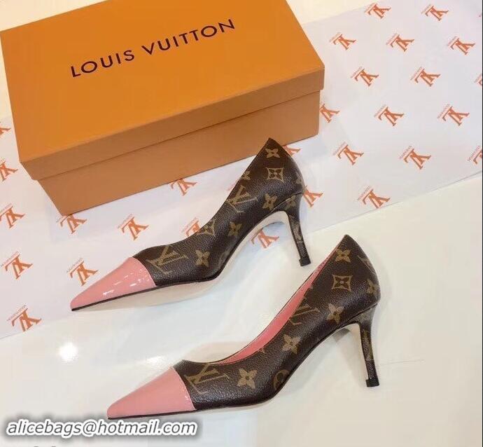 Discount Louis Vuitton Heel 6.5cm Fetish Pumps Monogram Canvas/Patent Pink LV90304