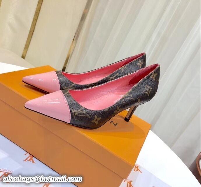 Discount Louis Vuitton Heel 6.5cm Fetish Pumps Monogram Canvas/Patent Pink LV90304