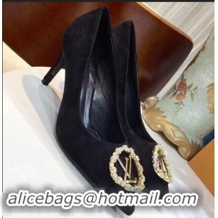 Buy New Louis Vuitton Heel 8cm Suede LV Circle Madeleine Pumps LV91704 Black 2019