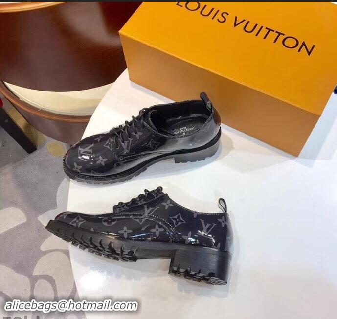 Low Price Louis Vuitton Monogram Glaze Canvas Flat Shoes LV91715 Black 2019