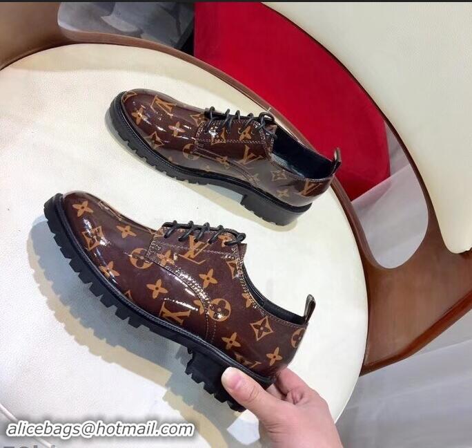 Super Quality Louis Vuitton Monogram Glaze Canvas Flat Shoes LV91715 Brown 2019