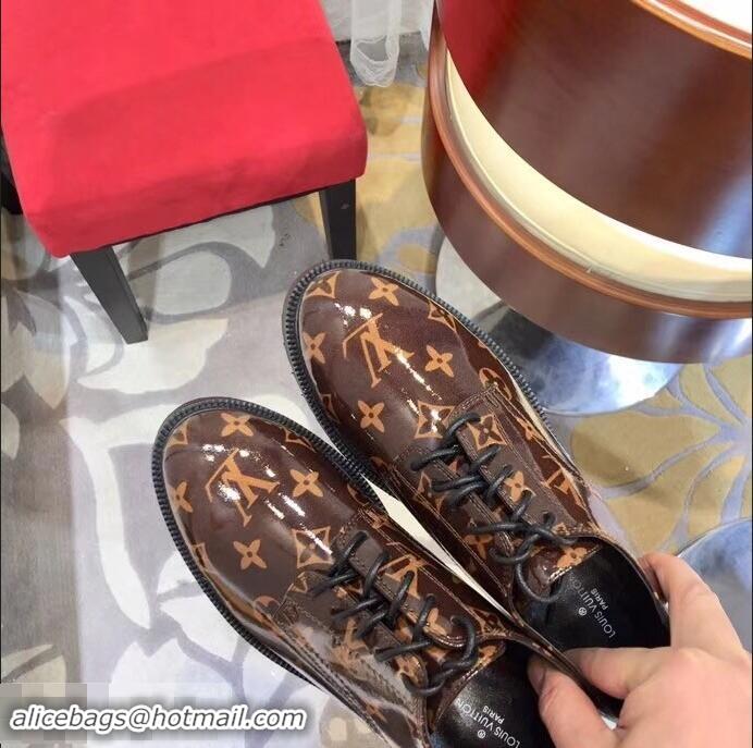 Super Quality Louis Vuitton Monogram Glaze Canvas Flat Shoes LV91715 Brown 2019