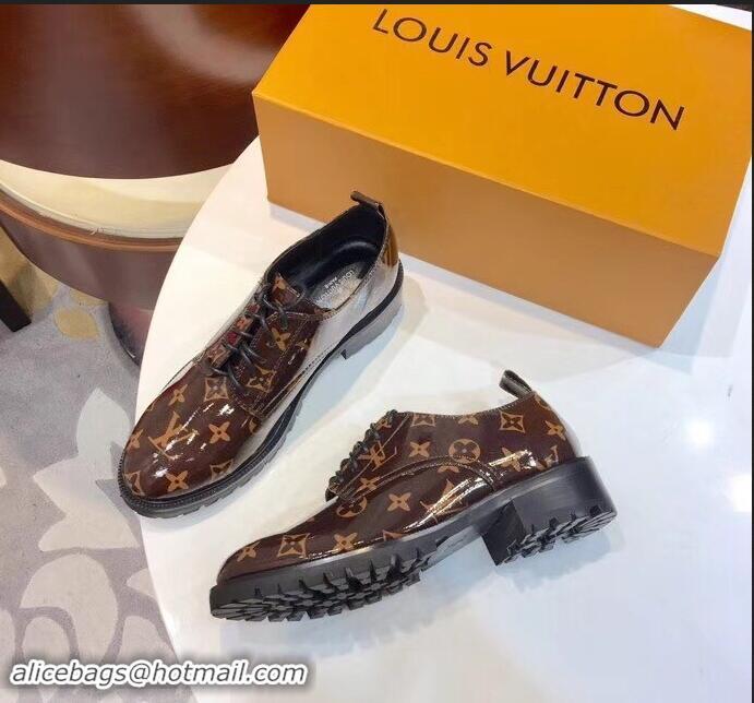 Super Quality Louis Vuitton Monogram Glaze Canvas Flat Shoes LV91715 Brown 2019