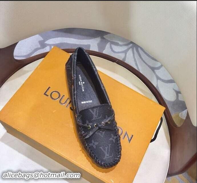 Youthful Louis Vuitton Gloria/Arizona Flat Loafers Monogram Canvas LV91721 Black