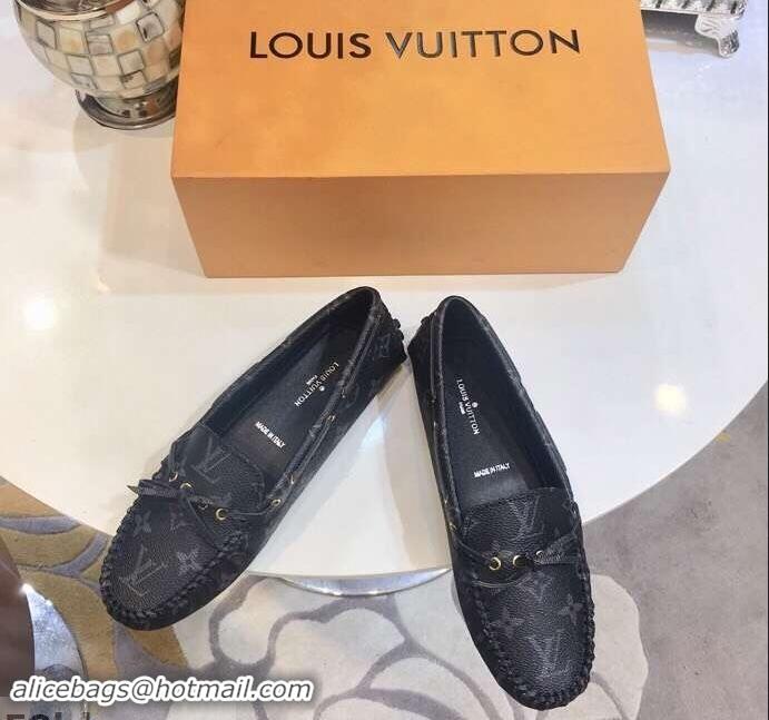 Youthful Louis Vuitton Gloria/Arizona Flat Loafers Monogram Canvas LV91721 Black