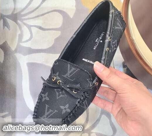 Youthful Louis Vuitton Gloria/Arizona Flat Loafers Monogram Canvas LV91721 Black