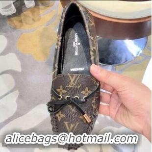 Imitation Louis Vuitton Gloria/Arizona Flat Loafers Monogram Canvas LV91721 Brown/Black