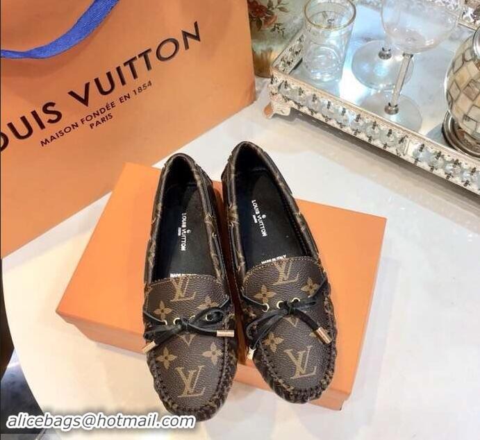 Imitation Louis Vuitton Gloria/Arizona Flat Loafers Monogram Canvas LV91721 Brown/Black