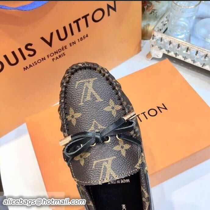 Imitation Louis Vuitton Gloria/Arizona Flat Loafers Monogram Canvas LV91721 Brown/Black