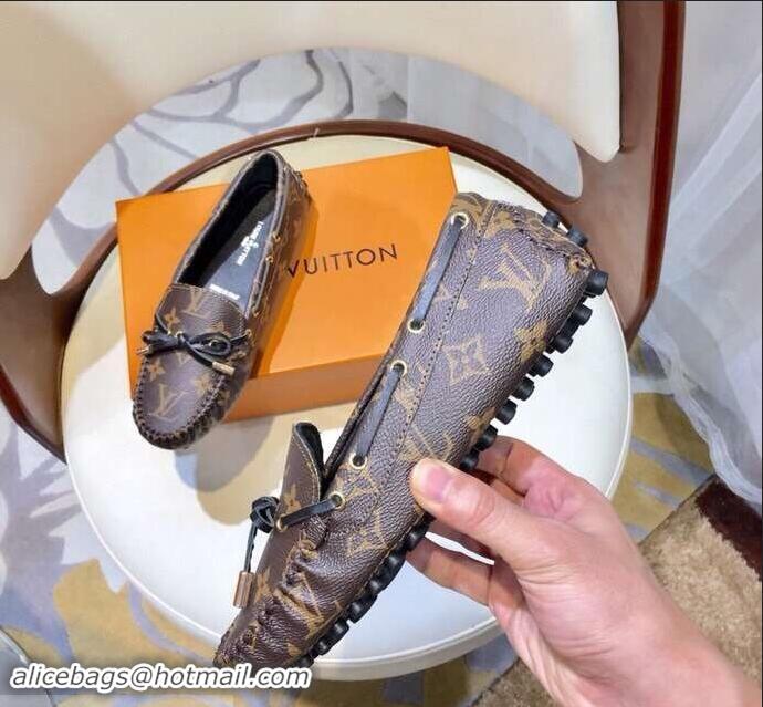 Imitation Louis Vuitton Gloria/Arizona Flat Loafers Monogram Canvas LV91721 Brown/Black