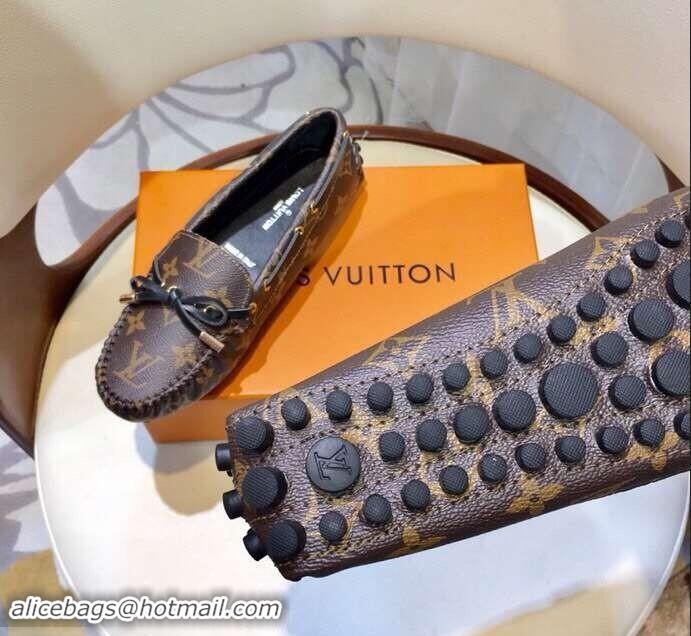 Imitation Louis Vuitton Gloria/Arizona Flat Loafers Monogram Canvas LV91721 Brown/Black