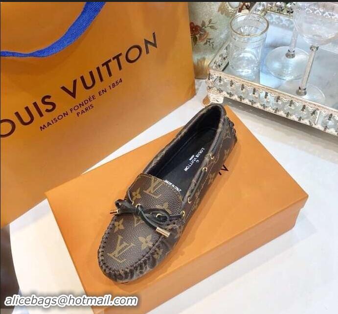 Imitation Louis Vuitton Gloria/Arizona Flat Loafers Monogram Canvas LV91721 Brown/Black