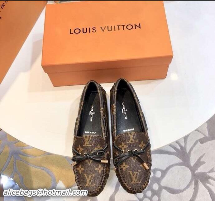 Imitation Louis Vuitton Gloria/Arizona Flat Loafers Monogram Canvas LV91721 Brown/Black