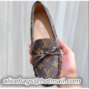 Luxurious Louis Vuitton Gloria/Arizona Flat Loafers Monogram Canvas LV91721 Brown