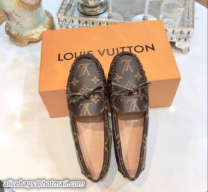 Luxurious Louis Vuitton Gloria/Arizona Flat Loafers Monogram Canvas LV91721 Brown