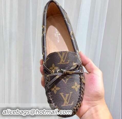 Luxurious Louis Vuitton Gloria/Arizona Flat Loafers Monogram Canvas LV91721 Brown