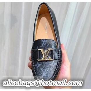 Top Grade Louis Vuitton LV Initials Monte Carlo Loafers Monogram Canvas LV91727 Black