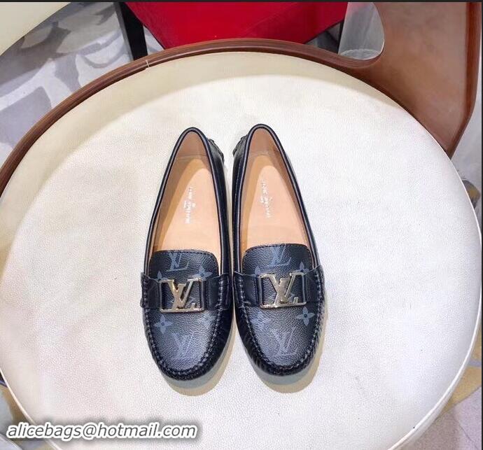 Top Grade Louis Vuitton LV Initials Monte Carlo Loafers Monogram Canvas LV91727 Black