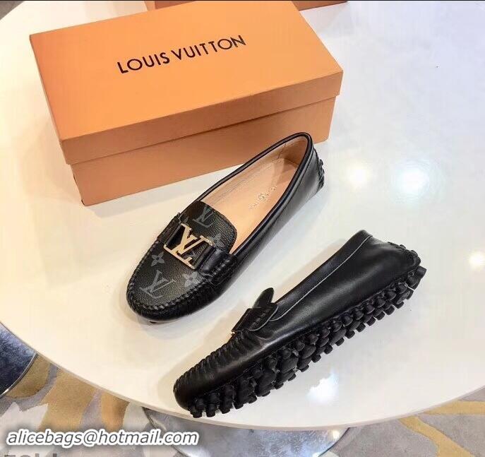 Top Grade Louis Vuitton LV Initials Monte Carlo Loafers Monogram Canvas LV91727 Black