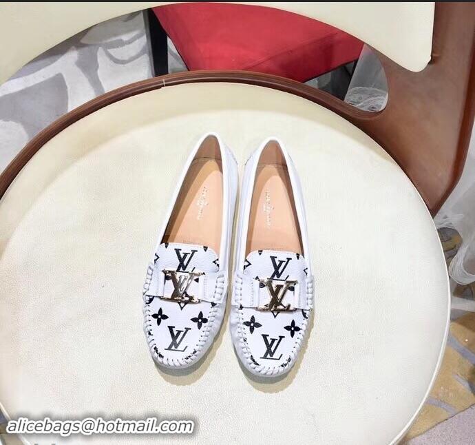 Unique Style Louis Vuitton LV Initials Monte Carlo Loafers Monogram Canvas LV91730 White