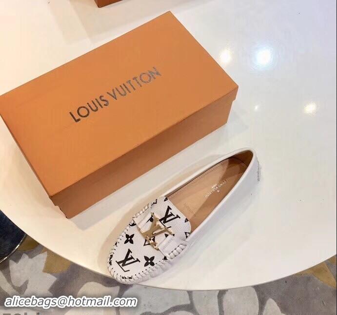 Unique Style Louis Vuitton LV Initials Monte Carlo Loafers Monogram Canvas LV91730 White