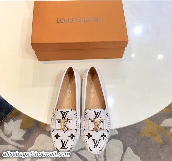 Unique Style Louis Vuitton LV Initials Monte Carlo Loafers Monogram Canvas LV91730 White