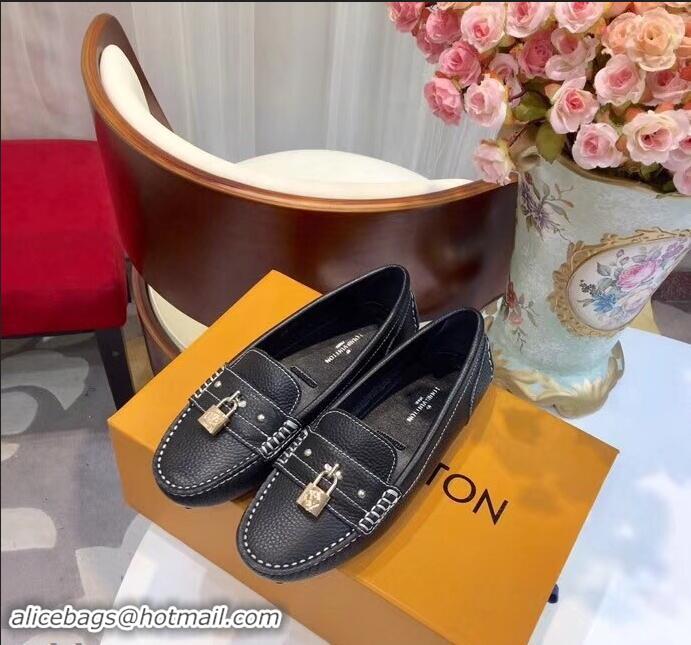 Good Looking Louis Vuitton Leather Lock it Loafers LV91731 Black