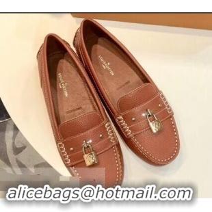 Best Product Good Looking Louis Vuitton Leather Lock it Loafers LV91731 Brown