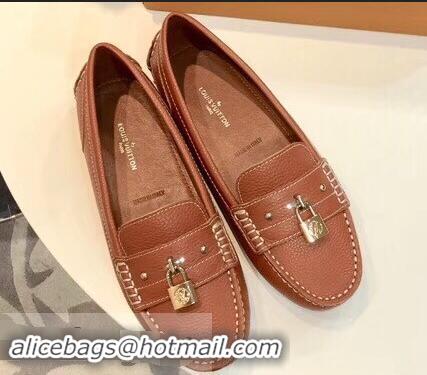 Best Product Good Looking Louis Vuitton Leather Lock it Loafers LV91731 Brown