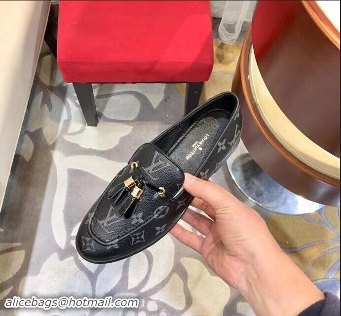 Lowest Price Louis Vuitton Society Loafers Monogram Canvas LV91733 Black