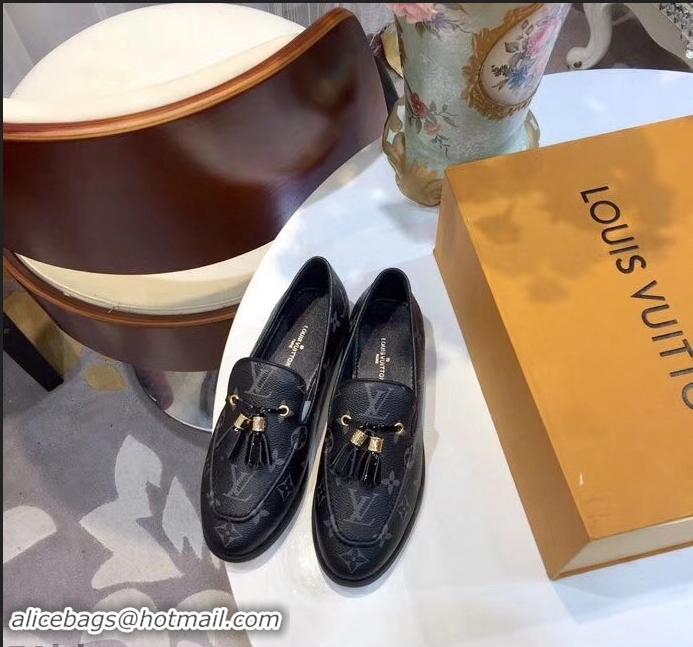 Lowest Price Louis Vuitton Society Loafers Monogram Canvas LV91733 Black