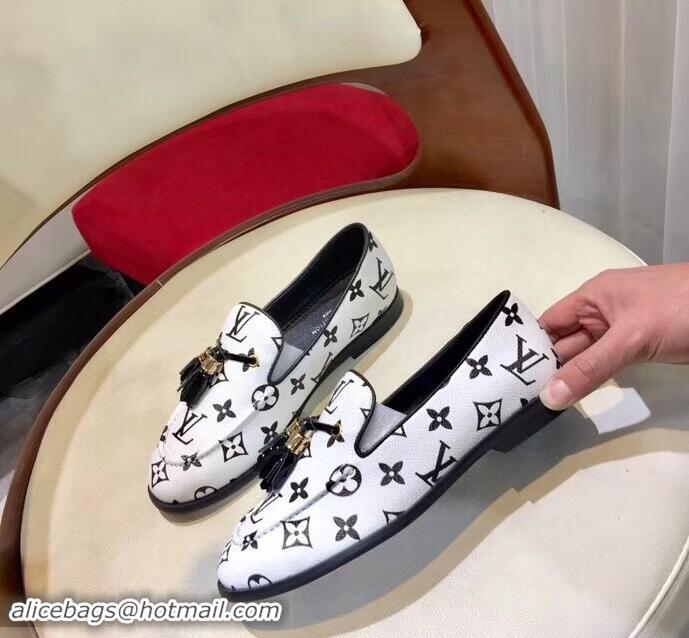 Cheapest Louis Vuitton Society Loafers Monogram Canvas LV91733 White