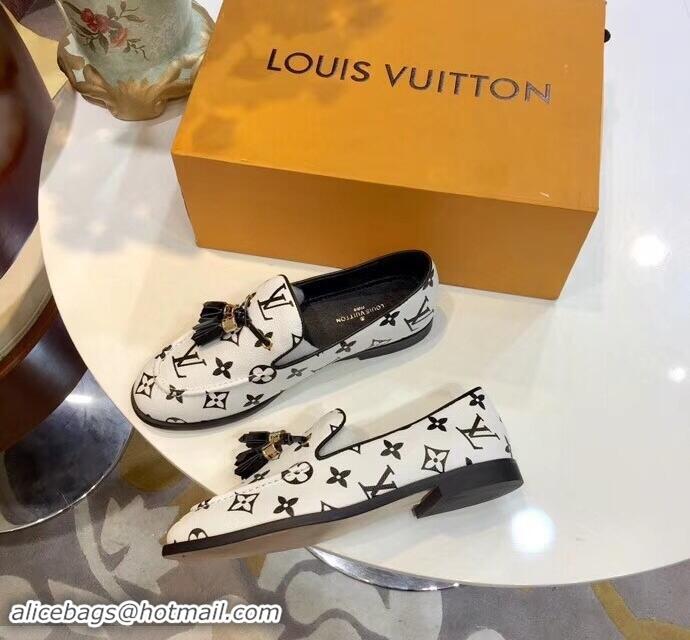 Cheapest Louis Vuitton Society Loafers Monogram Canvas LV91733 White