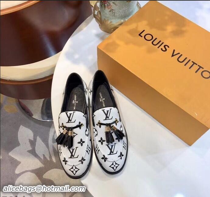 Cheapest Louis Vuitton Society Loafers Monogram Canvas LV91733 White