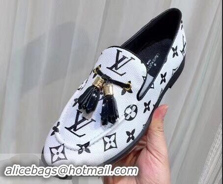 Cheapest Louis Vuitton Society Loafers Monogram Canvas LV91733 White