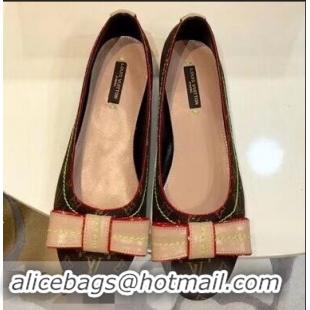 Buy Fake Louis Vuitton Monogram Canvas Bow Ballet Flats LV92104 Brown