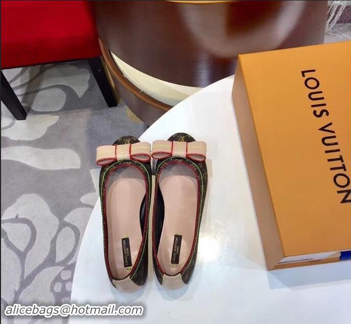 Buy Fake Louis Vuitton Monogram Canvas Bow Ballet Flats LV92104 Brown