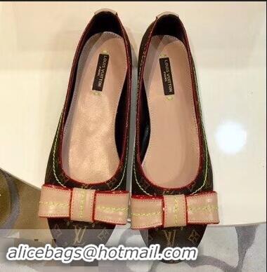 Buy Fake Louis Vuitton Monogram Canvas Bow Ballet Flats LV92104 Brown