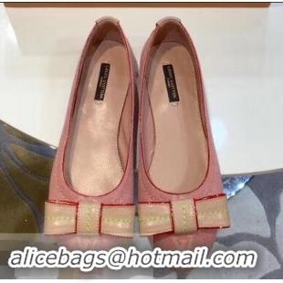 Luxury Discount Louis Vuitton Monogram Canvas Bow Ballet Flats LV92104 Pink