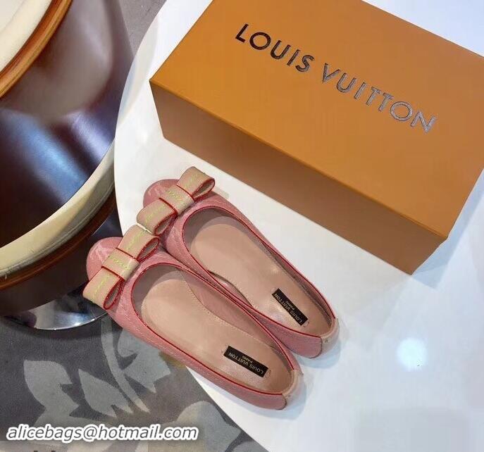 Luxury Discount Louis Vuitton Monogram Canvas Bow Ballet Flats LV92104 Pink