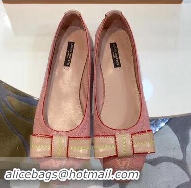 Luxury Discount Louis Vuitton Monogram Canvas Bow Ballet Flats LV92104 Pink