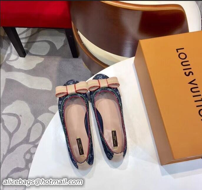 Good Taste Louis Vuitton Monogram Canvas Bow Ballet Flats LV92104 Denim