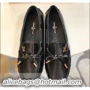 Luxury Cheap Louis Vuitton EPI Leather Gloria Flat Loafers LV92107 Black