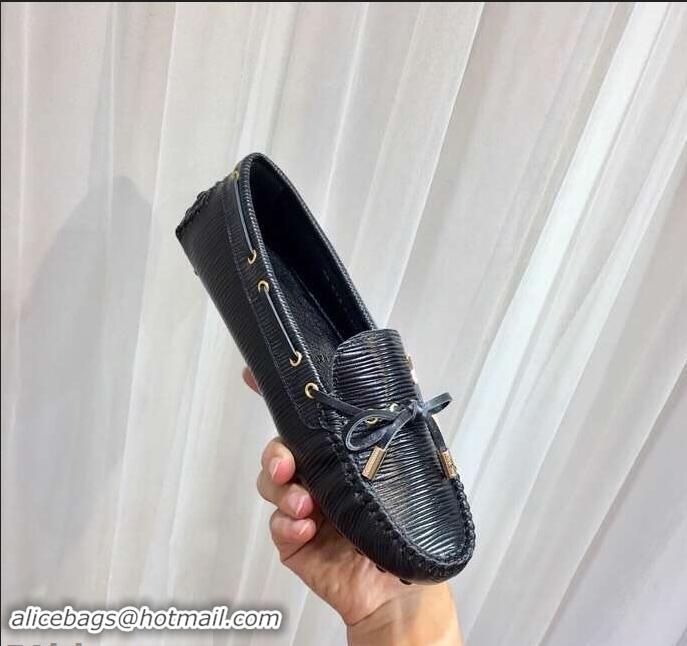 Luxury Cheap Louis Vuitton EPI Leather Gloria Flat Loafers LV92107 Black