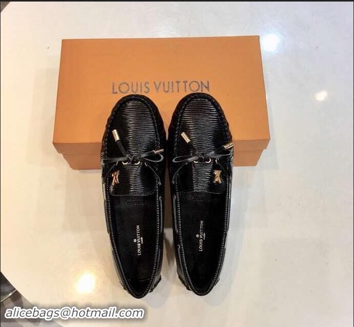 Luxury Cheap Louis Vuitton EPI Leather Gloria Flat Loafers LV92107 Black