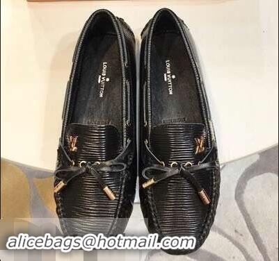 Luxury Cheap Louis Vuitton EPI Leather Gloria Flat Loafers LV92107 Black