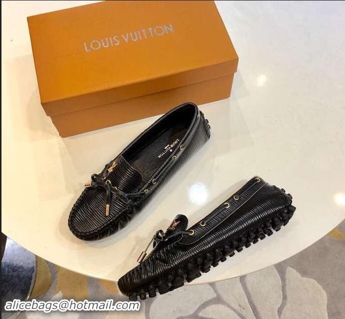 Luxury Cheap Louis Vuitton EPI Leather Gloria Flat Loafers LV92107 Black