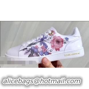 Chic Reproduction Louis Vuitton Frontrow Sneakers Floral Print LV92131 White