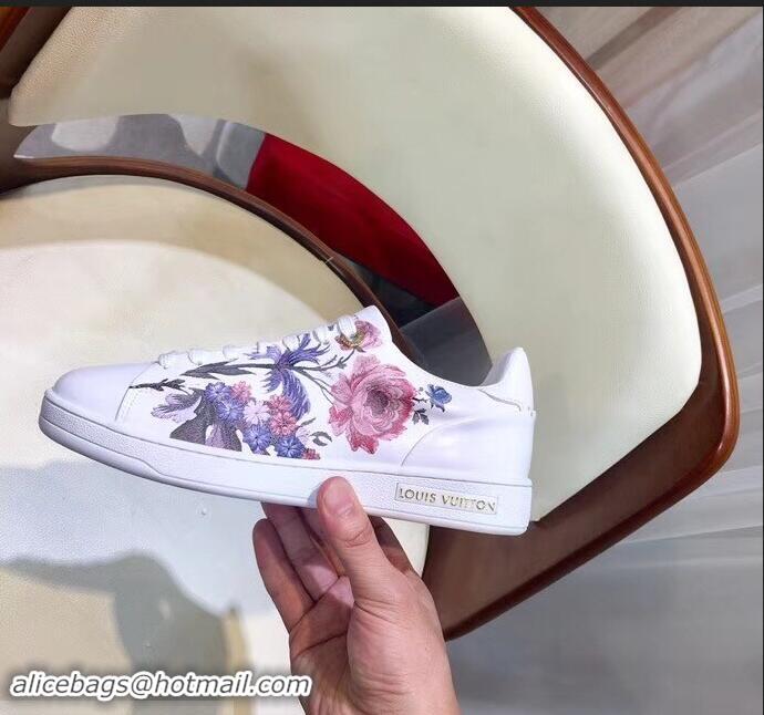 Chic Reproduction Louis Vuitton Frontrow Sneakers Floral Print LV92131 White